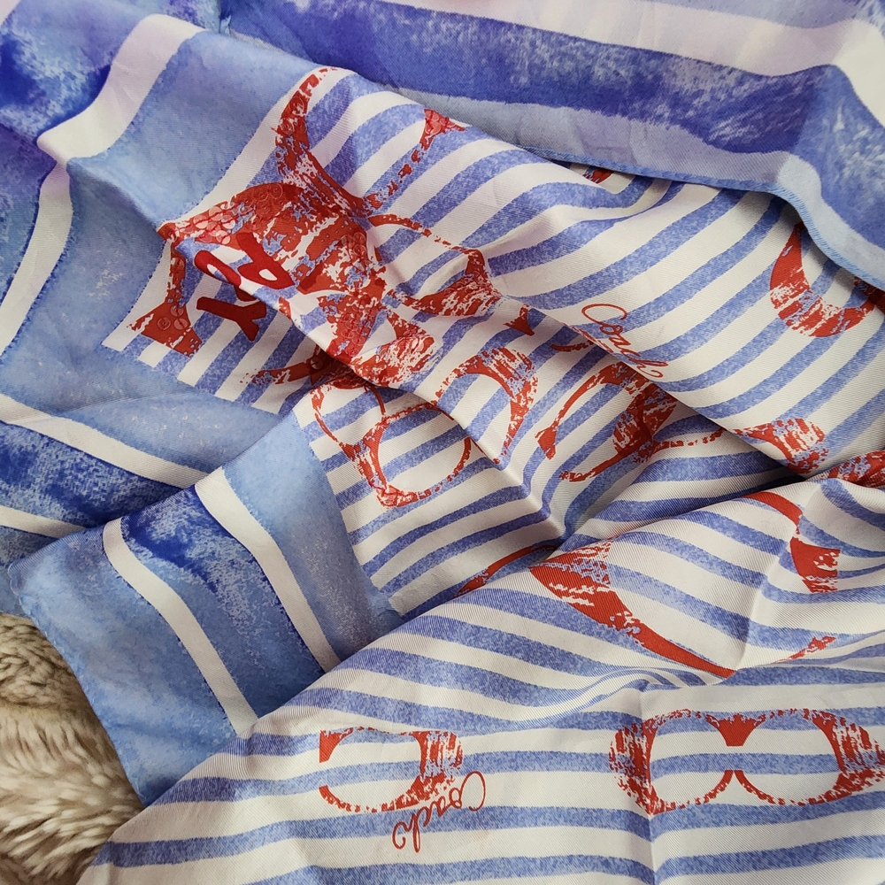Blue and Red Striped Sheets with Nautical Design